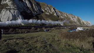 Flying Scotsman hauling the Cathedrals Express through Samphire Hoe [upl. by Artenahs]