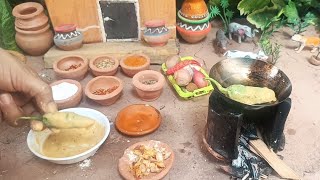 Mini green chili pkoray recipe ll Mini food key ll Yt mini cooking [upl. by Anazus]