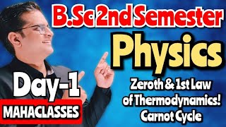 BSc 2nd Semester Physics Maha Class Day1Zeroth amp 1st Law of ThermodynamicsCarnot Cyclebedkdian [upl. by Jefferson]