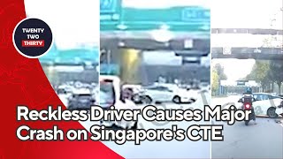 Outrageous Road Rage Reckless Driver Causes Major Crash on Singapores CTE—Caught on Camera [upl. by Darnoc]