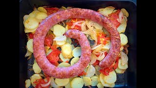 Butifarra al horno con patatas  Más fácil imposible [upl. by Carlita]