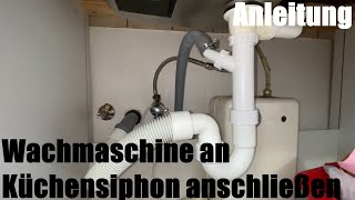 Wachmaschine an Küchensiphon Abfluss anschließen und in Betrieb nehmen AEG 7000er Serie Anleitung [upl. by Lichtenfeld886]