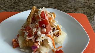 Vigorón receta Yuca con chicharron y ensalada de repollo [upl. by Myrt150]