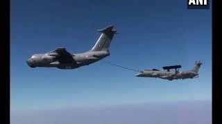 IAF IL78 refueling a AEWampC aircraft [upl. by Lassiter]