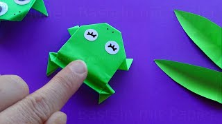 Hüpfenden Origami Frosch falten 🐸 Springenden Frosch basteln mit Papier  Einfache Tiere basteln [upl. by Accever]