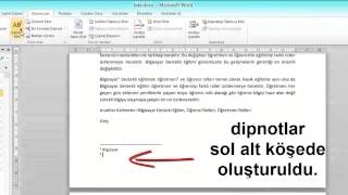 MS Word Dipnot sonnot ekleme [upl. by Ellehcit721]