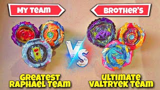 ultimate valtryek team vs greatest raphael team beyblade in real life l valt vs rashad [upl. by Aissirac115]