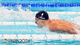 Frances Leon Marchand WINS AGAIN this time taking gold in 200m butterfly  Paris Olympics [upl. by Aerbma770]