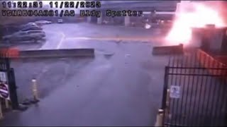 Surveillance video Car explosion at USCanada Rainbow Bridge border crossing [upl. by Beryle]