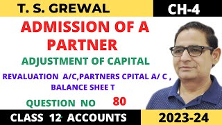 ADMISSION OF A PARTNER TSGrewal Ch4 Que no80Revaluation ampPartner Capital ac amp Balance Sheet [upl. by Droflim666]