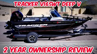 Two year ownership review of my 2018 Tracker V165WT deep V welded aluminum hull boat [upl. by Lledrac]