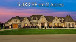 Custom 1Story 5483 SF 2 Acres PorteCochère 5Bed 45Bath 3Car NE of Dallas Home For Sale [upl. by Welby359]