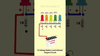 12 Voltage Battery Level Indicator Diagram Circuit reels vlog viralshorts reelsviralreel [upl. by Gine]