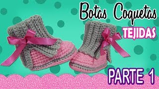 Botas coquetas para niña Tejidas a Crochet  parte 12 [upl. by Nosmas]