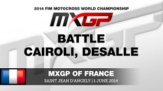 MXGP of France 2014 Antonio Cairoli vs Clement Desalle Battle  Motocross [upl. by Akenahs736]