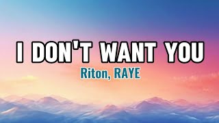 Riton RAYE  I Dont Want You Lyrics [upl. by Alake]