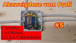 Abzweigdose verdrahten👍 Einfach  1 Schalter  1 Lampen  Steckdose  Tutorial 5  ✅ EleKtrOniXxX✅ [upl. by Faust]