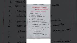 Biopharmaceutics and pharmacokinetics  lMPORTANT QUESTIONS  biopharmaceutics pharmacy [upl. by Manheim]