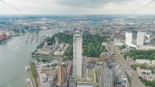 Rotterdam Netherlands City skyscrapers View of the city center River Nieuwe Maas Summer day [upl. by Wendi119]