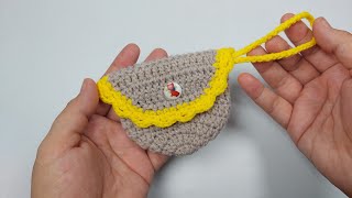 How to Crochet a NO ZIPPER Coin Purse with English Subtitles [upl. by Amrak991]