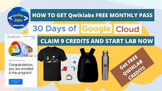 How to claim monthly pass for 30 days of Google Cloud  How to get free qwiklab creditsmonthly pass [upl. by Elman]