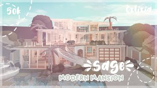 BLOXBURG  Sage 🌿 Modern Family Mansion Exterior  House Build  50k [upl. by Dorkas]