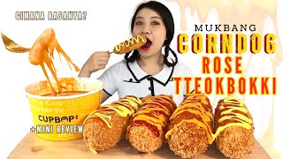 MUKBANG CORNDOG  ROSE TTEOKBOKKI CUPBOP  REAL SOUND EATING SOUNDS  NAINAI MUKBANG [upl. by Esereht]