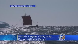 Worlds Largest Viking Ship Built In Modern Times Crosses Atlantic Arrives In NYC [upl. by Ahsakat]