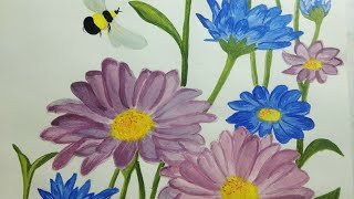 Flower Acrylic Painting For Beginners 🌸  flower painting [upl. by Eniger772]