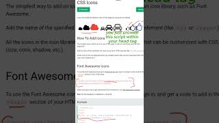 CSS Coding 101 07 How to use ICONS with CSS csstutorial shortsfeed [upl. by Ahcsatan]