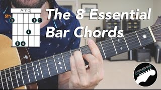 The 8 Essential Bar Chord Shapes  Easy Beginner Guitar Lesson [upl. by Larina]