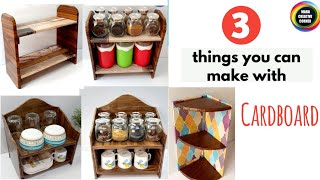 3 Simple DIY Organizers for Kitchen  3 Kitchen Organizer Ideas using cardboard [upl. by Frank]