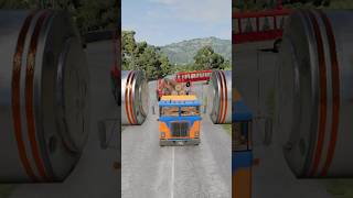 Wooden Truck vs Bollards beamngdrive gaming [upl. by Muirhead]