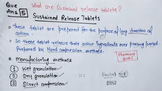 Sustained Release Tablets  Pharmaceutics  DPharma 1st sustainedreleasetablets pharmacybhai [upl. by Secrest121]