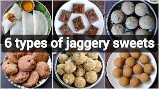 6 types of jaggery sweets recipes  healthy no sugar indian desserts  no sugar sweets for festival [upl. by Asenej667]