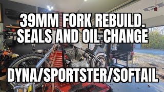 39mm Fork Rebuild Dyna amp Sporty AND 4quot Over Tubes Part 7 Lets Build A Chopper [upl. by Adnorhs]