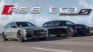 MONSTERS 2021 Audi RS6 Avant vs MercedesAMG E63S Wagon Review [upl. by Avruch751]