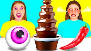 Chocolate Fountain Fondue Challenge  Food Battle by DuKoDu Challenge [upl. by Arza]