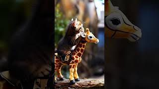 Cat Riding Toy Giraffe  viralshort viralvideo catmeowing felinebliss [upl. by Pihc]