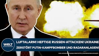 UKRAINEKRIEG Luftalarm Heftige RussenAttacken Kampfbomber und Radaranlagen von Putin zerstört [upl. by Aneda]