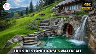 Unique living experience Underground stone house on green hillside [upl. by Marge464]