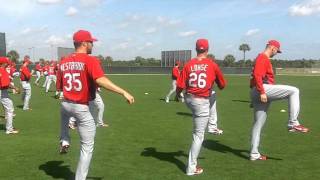 Cardinals Pitchers amp Catchers Team Stretch [upl. by Ibby]