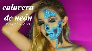 Maquillaje de Calavera de Neón  Neon Skull Makeup Tutorial  Jarely MUA [upl. by Der]