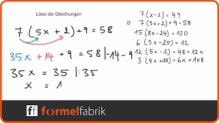 Lineare Gleichungen Trainingsvideo Klammern Nr 2 [upl. by Aninnaig]