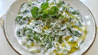 YAZ AYLARINA SERİN SALATA😉 YOĞURTLU SEMİZOTU SALATASI  Semizotlu Kuru Cacık Tarifi😋👌 [upl. by Narmi465]