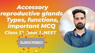 accessory reproductive glands types functions important MCQclass12 boardexam neet ytyoutube [upl. by Ladnyc851]