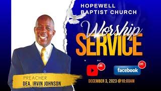 HOPEWELL BAPTIST CHURCH DIVINE WORSHIP SERVICE NOVEMBER 262023 [upl. by Eirahs]