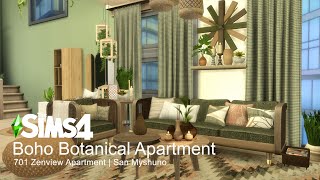 Boho Botanical Apartment  701 Zenview Apartment  The Sims 4  Stop Motion Build  CC List [upl. by Elayne34]