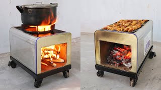 Idea for making a portable wood stove from an old iron box [upl. by Ignatius]