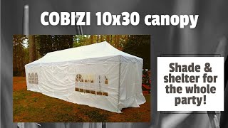 Cobizi 10x30 pop up canopy tent Large sturdy heavy duty shade and shelter [upl. by Quin]